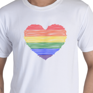 Rainbow Heart Printed Unisex Tshirt for LGBTQ+ Pride