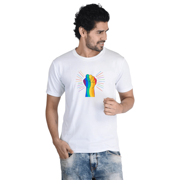 Trendy Rainbow Pride Hand Printed Tshirt for LGBTQ