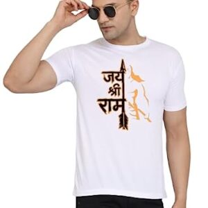 Mens Poly Cotton Jai Shri Ram Printed Men’s Solid Regular Fit T-Shirt