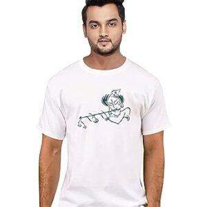 Mordan T-Shirt Photo Print Men’s Round Neck T-Shirt Design of Krishna Pack of 1 T-Shirts