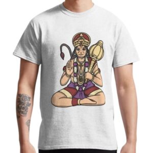 Men’s Regular Fit Round Neck Half Sleeved T-Shirt Lord Hanuman ji Printed