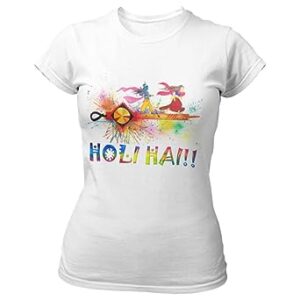 EqualLife Half Sleeves Printed T Shirts-Poly Super Dry Fit – Holi Celebration Series – Radha Krishna Playing Holi Design