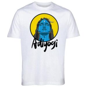 I I Adiyogi I Unisex I White I Size S to XL I Half Sleeves I Regular Fit