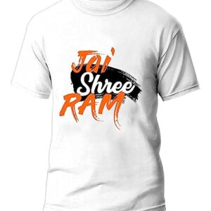 Jai Shree ram butiful Design Printed Round Neck White t Shirt