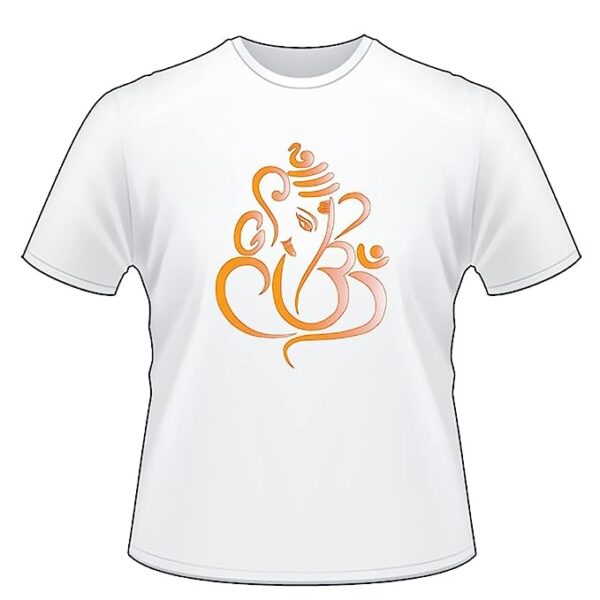 Customized Printed T - Shirt l God Print T-Shirt l God T-Shirt l Ganesha T-Shirt l Orange Ganesh Festival T - Shirt for Mens and Womens