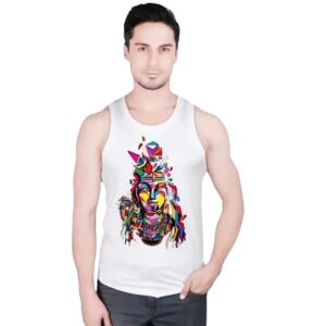 R K Enterprises Men’s Poly Cotton Round Neck Half Sleeve Regular Fit Printed T-Shirt for Men & Boys (Shiva)