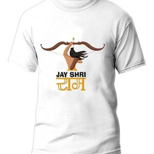 Jai Shree ram Best Design with Lord Ram Printed Round Neck White t Shirt