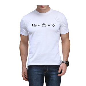 Round Neck Half Sleeve Lovers Cotton T-Shirt for Men Printed Coffee Plus Me