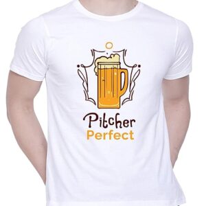 Graphic Printed T-Shirt for Unisex Pitcher Perfect_White Tshirt | Casual Half Sleeve Round Neck T-Shirt