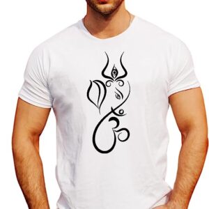 Ganesh Ji Printed Men Cotton T-Shirt, Round Neck, Half Sleeve Ganesh Chaturti