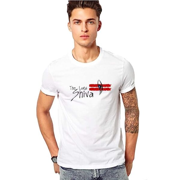 VastraPur Men's Slim Fit White T-Shirt || Lord_Shiva