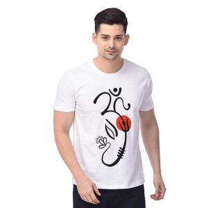 Men’s Regular Fit T-Shirt Om Ganesha Printed Mens Round Neck Tshirt || Ganesh Tshirts Basic t Shirt Men Cotton Half Sleeve