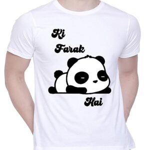 Graphic Printed T-Shirt for Unisex Panda-Black and White Tshirt Casual Half Sleeve Round Neck T-Shirt