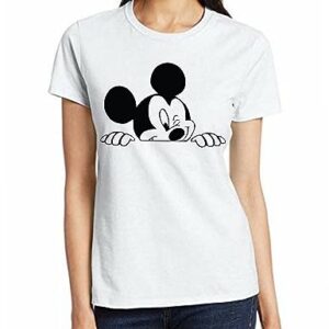 White Colour Regular t Shirt for Men and Women with Micky Mouse Print