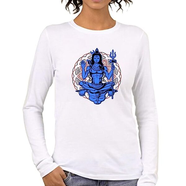 Graphic Printed Women Tshirt Lord Mahadev Design Cotton Printed Round Neck Full Sleeves Multicolour T Shirt. Shiv, Shiva, Hindu God, Mahadev Tshirts