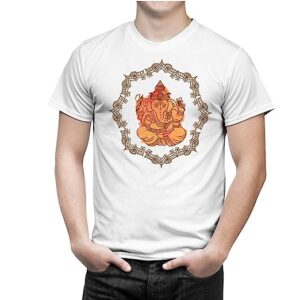 Men’s Dryfit Round Neck Half Sleeve Tshirt Ganesh Chaturthi Special 14 (Rangoli Pattern Ganpati)