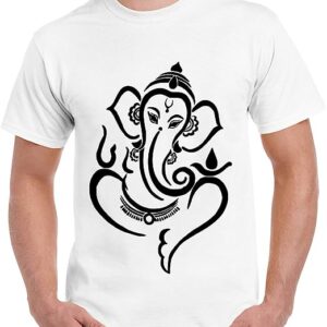 Men’s Round Neck Cotton Half Sleeved T-Shirt with Printed Graphics – Shree Ganesh Maharaj