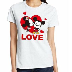 White Color t-Shirt of Cotton for Men & Women with Love Print