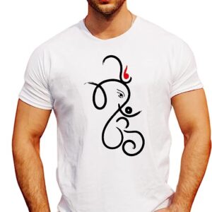 Ganesh Ji Printed Men Cotton T-Shirt, Round Neck, Half Sleeve Ganesh Chaturti T-Shirt