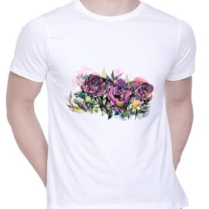 Graphic Printed T-Shirt for Unisex Wild Roses Tshirt | Casual Half Sleeve Round Neck T-Shirt