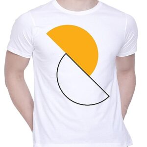 Graphic Printed T-Shirt for Unisex Geometry with Black and Yellow Semi-Circles Tshirt | Casual Half Sleeve Round Neck T-Shirt