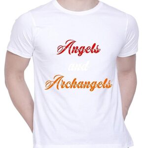 Graphic Printed T-Shirt for Unisex Artprint_Typography_AngelArchangels2 Tshirt Casual Half Sleeve Round Neck T-Shirt