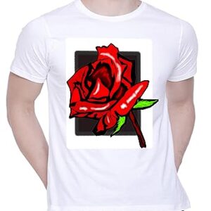 Graphic Printed T-Shirt for Unisex Rose Tshirt | Casual Half Sleeve Round Neck T-Shirt