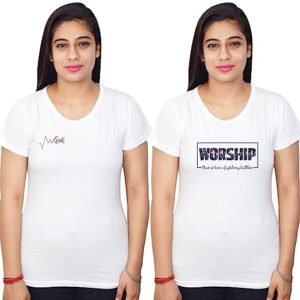 Bold White Worship Text Printed | 100% Cotton | Regular fit | Half Sleeves