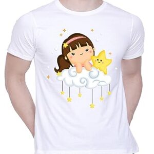 Graphic Printed T-Shirt for Unisex Girl-Star-top-Cloud Tshirt | Casual Half Sleeve Round Neck T-Shirt