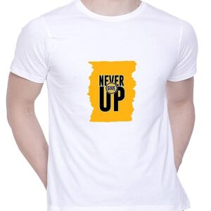 Graphic Printed T-Shirt for Unisex Never Give Up Tshirt | Casual Half Sleeve Round Neck T-Shirt