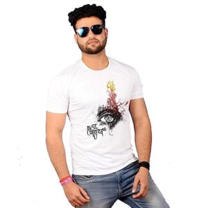 Eye Shiva Half Sleeve Printed Men’s White T-Shirt