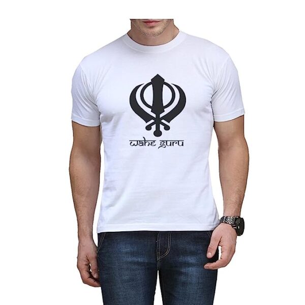 Khanda Printed Men’s Cotton T-Shirt Half Sleeve Round Neck Regular Fit in Best Price