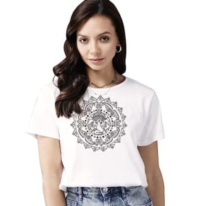 Ganesh Ji Printed Women’s Cotton T-Shirt, Round Neck, Half Sleeve Ganesh Chaturti T-Shirt