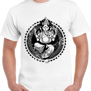 Men’s Round Neck Cotton Half Sleeved T-Shirt with Printed Graphics – Royalty Ganesh