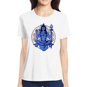 Graphic Printed Women Tshirt Lord Mahadev Design Cotton Printed Round Neck Half Sleeves Multicolour T Shirt. Shiv, Shiva, Hindu God, Mahadev Tshirts