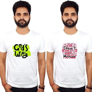 God Related Text Printed Tshirt | White Devotional Tshirt with 1005Ganesh chaturthi Special Casual Half Sleeve Tshirts for Men