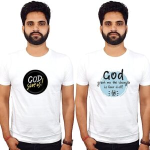 God Related Text Printed Tshirt|White 100% Cotton Tshirt Casual Round Neck God Lover Half Sleeve Tshirts for Men