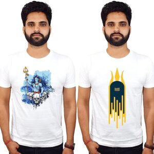 God Shiva Printed Tshirt |White 100% Cotton Tshirt|Bholenath ji |Stylish Tshirt Casual Round Neck Half Sleeve Tshirts for Men