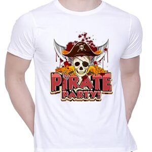 Graphic Printed T-Shirt for Unisex Pirate-Party Tshirt | Casual Half Sleeve Round Neck T-Shirt