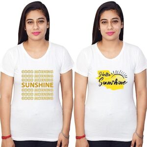 Hello Sun Shine Text Printed Premium Trending Stylish Tshirts|Round Neck Half Sleeve Regular Fit Cotton Blend White Tshirts