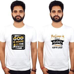 God Related Beautiful Printed Tshirt |White 100% Cotton | Devotional Stylish Tshirt |Tshirt Casual Half Sleeve Tshirts for Men