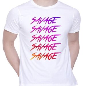 Graphic Printed T-Shirt for Unisex savage4 Tshirt Casual Half Sleeve Round Neck T-Shirt