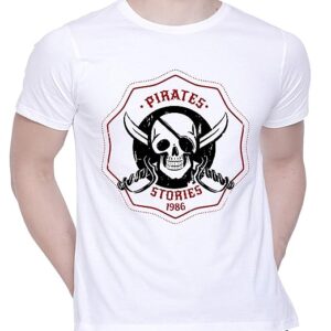 Graphic Printed T-Shirt for Unisex Pirates Stories Tshirt | Casual Half Sleeve Round Neck T-Shirt