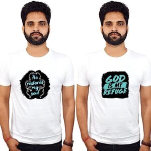 God Related Text with God | White Cotton Tshirt| Attitude god Related |Round Neck Half Sleeve Tshirts for Men