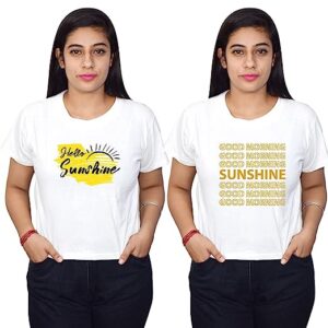 Wome’s Sunshine Text Printed Summer Tshirt with Print |Ganesh Chaturthi Special Half slevees|White Color Tshirt