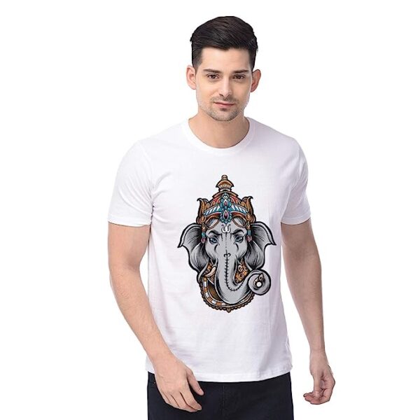 Men's Regular Fit T-Shirt Ganesha Printed Mens Round Neck Tshirt || Ganesh Tshirts Basic t Shirt Men Cotton Half Sleeve