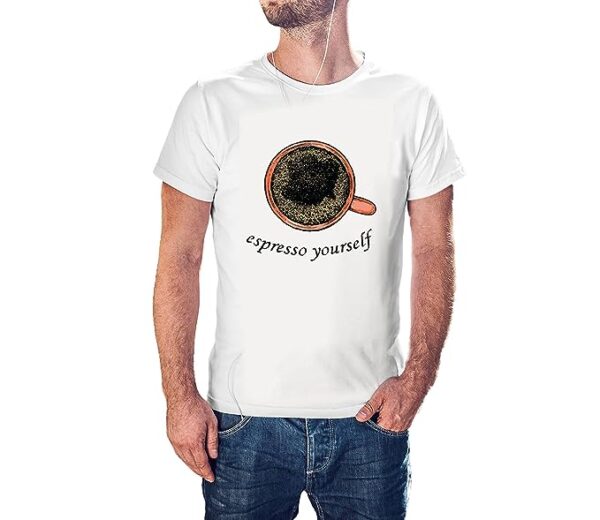 Espresso Yourself 100% Cotton Round Neck Graphic Printed T Shirt for Men Women, Coffee t Shirts for Women Men, Coffee Lover Tshirt for Men Women