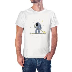 Beautiful Stars Around Astronaut 100% Cotton Round Neck Graphic Printed T Shirt for Men Women, Quote Tshirts, Graphic tees White