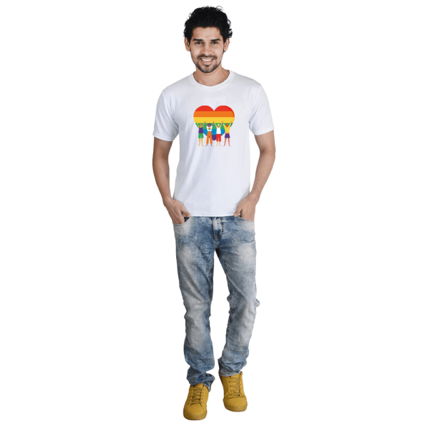 Rainbow Print Heart Design Printed Tshirt for LGBTQ+ Community