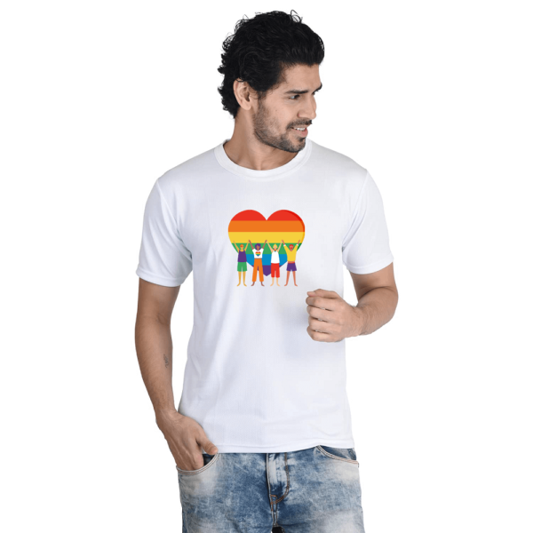 Rainbow Print Heart Design Printed Tshirt for LGBTQ+ Community